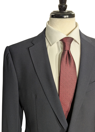 Armani Collezioni Black Textured M-Line Modern Fit Peak Lapel 2 Button Wool Suit 40R