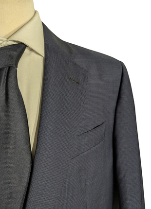 Emporio Armani Blue Mini Check G-Line Slim Fit Notch Lapel 2 Button Wool Suit 44R