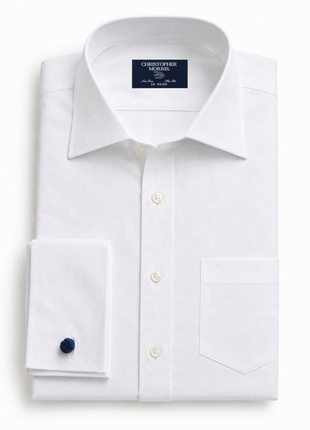 Christopher Morris Solid White Slim Fit Cotton Spread Collar Non-Iron French Cuff Dress Shirt - The Suit Depot