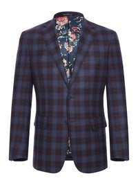 Thumbnail for English Laundry Slim Fit Blue with Black Check Wool Suit