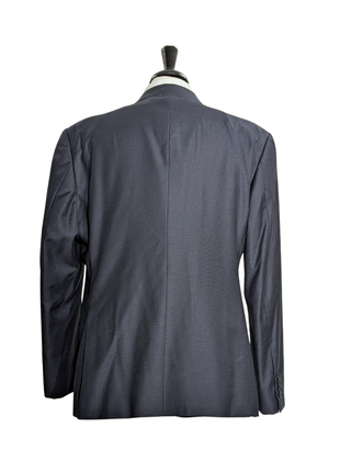 Armani Collezioni G-line Navy Blue Check Notch Lapel Wool Slim Fit 2-Button Suit - 48R