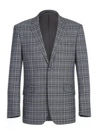 Thumbnail for Men's Classic Fit Single Breasted Grey & White Check Suits