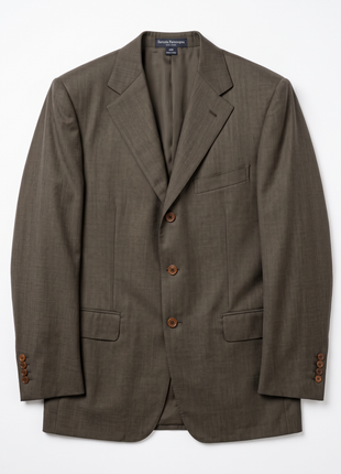 Sartoria Partenopea Mens Olive Textured Notch Lapel Classic Fit 3-button Wool Suit - 40R