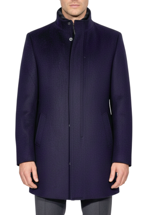 The Montreal Collection Windsor Navy Down-Insulated Wool Car Coat