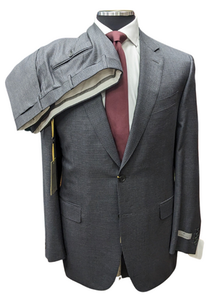 Canali 1934 Mens Gray Check 44R Drop 8 100% Wool 2 Button 2 Piece Suit