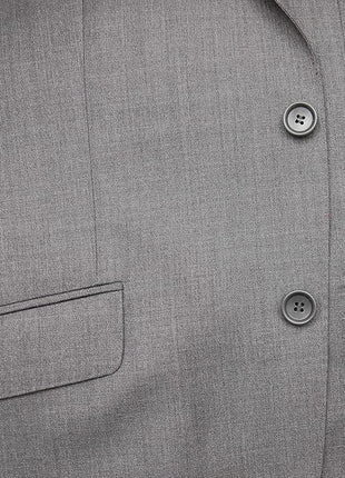 Mens Classic Fit Two Button 100% Wool Wrinkle Resistant Suit - Medium Grey