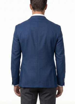 Vitali Textured Navy Modern Fit Peak Lapel Stretch Double Breasted Sport Coat