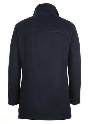 Raphael Solid Navy Wool Blend Short Coat