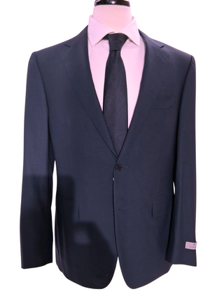 Canali Solid Navy 100% Wool Suit 40R