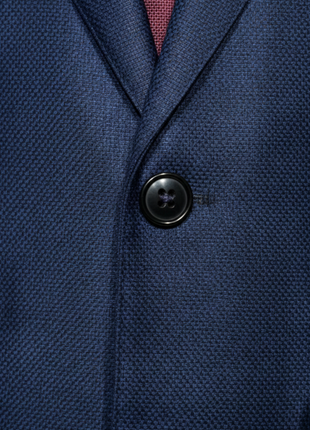 Centrion Mens Blue Textured Weave Classic Fit Notch Lapels 2 Button Wool Suit