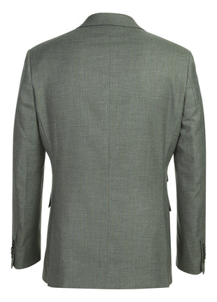 English Laundry Mens Olive Green Stripe Slim Fit Peak Lapel 2 Button Stretch Suit