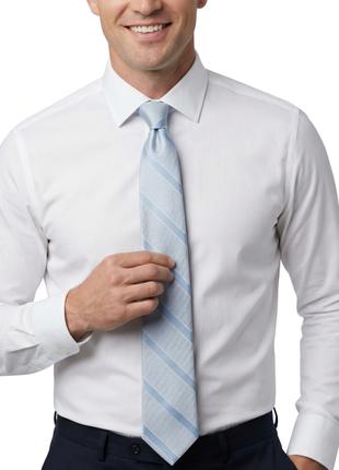 Letteriello Light Blue Diagonal Stripe Woven Grenadine Silk Neck Tie