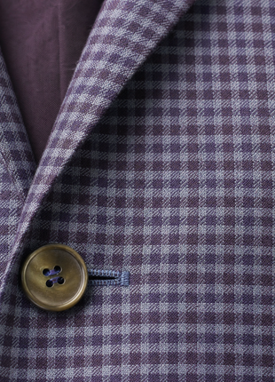 Canali 1934 Kei Navy Blue Mini Check Modern Fit  Notch Lapel 2-Button Wool Sport Coat 44R