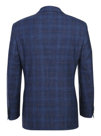 Thumbnail for Men's Classic Fit Wool Blend Blue Checked Blazer