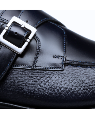 Mezlan Pego Navy Blue Deerskin & Calf Monk Strap Dress Shoes