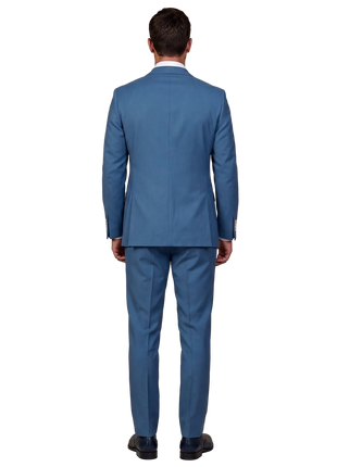 Mazara Mens Steel Blue Classic Fit Notch Lapels Patch Pockets Wool Stretch 2-Button Suit