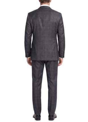 Atica Charcoal Gray Windowpane Slim Fit Half-Canvassed Reda Wool 2-Button Suit