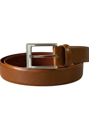 Ariston Mens Genuine Solid Brown Leather Belt with Sewn-In Buckle - The Suit Depot