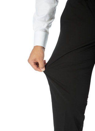 Raphael Mens Solid Black Slim Fit Flat Front Prehemmed Stretch Dress Pants