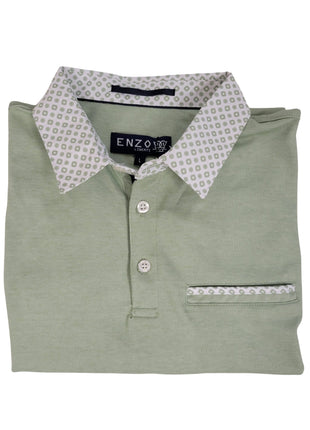 Enzo Liberti Mens Solid Green 100% Cotton Short Sleeve Polo Shirt
