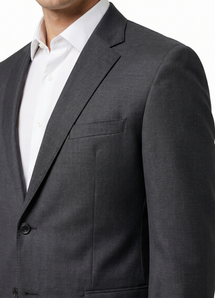 Boss Solid Charcoal Gray Notch Lapel Comfort fit Wool Stretch 2-Button Suit 42S