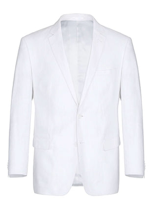 Men's Big & Tall Notch Lapels White Solid Linen Suits