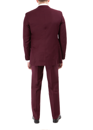 Raphael Mens Solid Burgundy Slim Fit Suit
