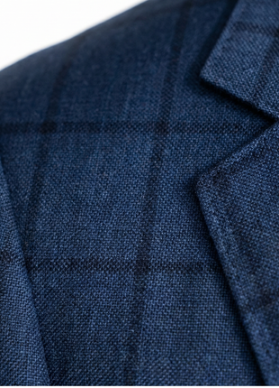 Centrion Mens Blue Windowpane Slim Fit Notch Lapels 2 Button Wool Suit