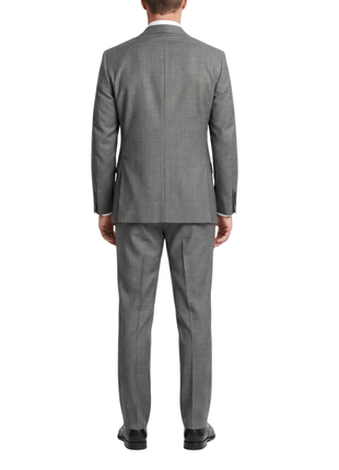 Hugo Boss Mens Charcoal Textured Notch Lapel Slim Fit 2-Button Wool Suit - 38R
