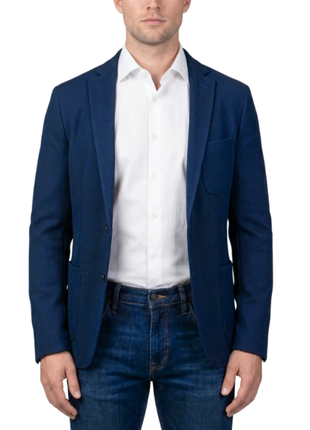 Bergamo Blue Technical Weave Slim Fit 4-Way Stretch Air Blazer