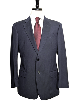 Armani Collezioni Navy Blue Pinstripe Slim Fit Two-Button Notch Lapel Wool Suit 38R