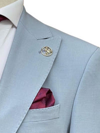 Thumbnail for Romaster Mens Solid Light Blue Slim Fit Stretch Wool Blend Suit