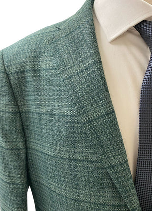 Private Label Mens Green Crossweave Classic Fit Blazer Sportcoat
