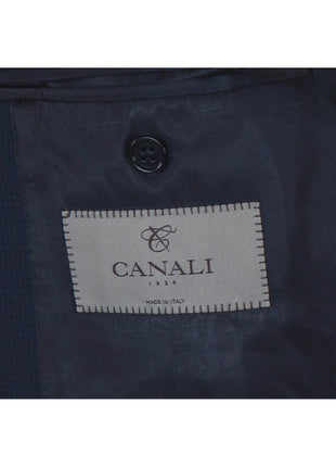Canali 1934 Mens 48R Drop 7 Navy Blue Check 100% Wool 2 Piece Suit