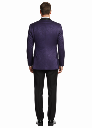 Men's Slim Fit Peak Lapel Tuxedo Blazer With Embroidered Pattern - The Suit Depot
