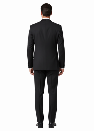 Raphael Mens Solid Black Slim Fit Notch Lapel 2 Button Tuxedo Suit