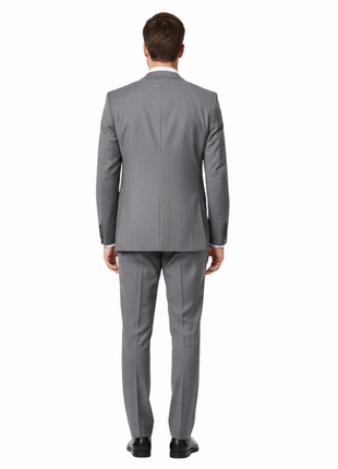 Raphael Men's Gray Slim Fit Notch Lapel Two Button Wool Suit
