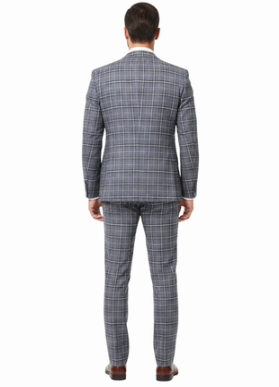 Raphael Gray Plaid Classic Fit Notch Lapel Stretch 2-Button Suit
