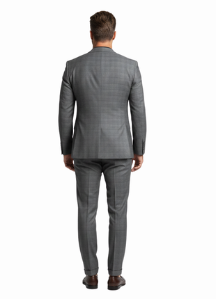 Raphael Gray Plaid Classic Fit Notch Lapel Two Button 3 Piece Suit