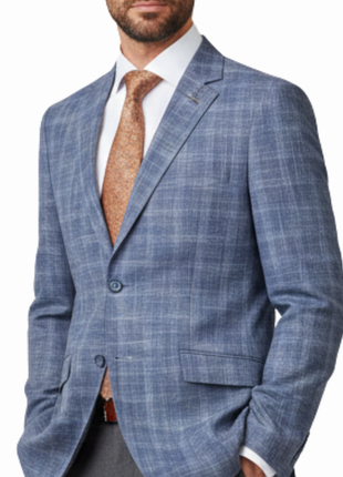 Raphael Blue Checked Slim Fit Stretch Notch Lapel Two Button Suit