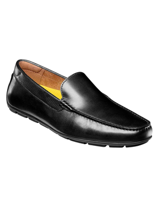 Florsheim Moc Toe Venetian Solid Black Loafer Leather Shoe - The Suit Depot