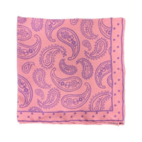 Thumbnail for Cesare Attolini Pink Paisley Pocket Square Handmade In Italy