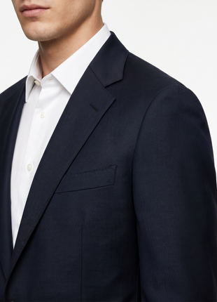 Mazara Mens Solid Navy Classic Fit Notch Lapel Wool Cashmere Blend 2-Button Suit