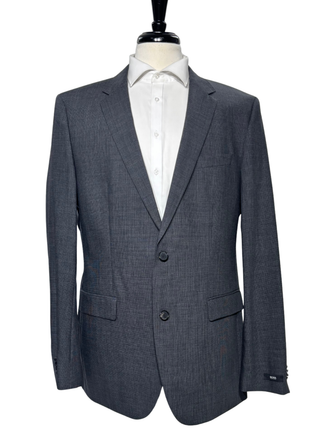 Hugo Boss Textured Gray Slim Fit Notch Lapel 2-Button Suit 44L - The Suit Depot