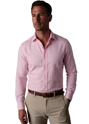 Christopher Morris Solid Pink Classic Fit Cutaway Collar Non-Iron Barrel Cuff Cotton Dress Shirt
