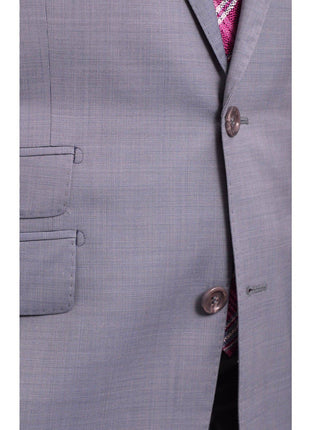 Napoli Slim Fit Light Blue Textured Half Canvassed Two Button Wool Suit