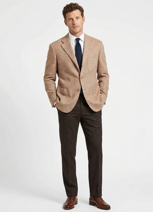 Sartoria Partenopea Men's Red Herringbone Silk Blend 3-Roll-2 Sportcoat 44R