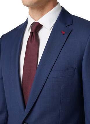 Sartoria Mazara Dark Blue On Blue Plaid Portly Fit Notch Lapel Wool 2 Piece Suit