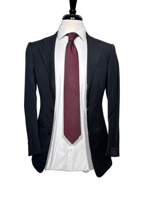 Sartoria Partenopea Mens Black Pinstripe Notch Lapel Classic Fit 3-button Wool Linen Suit - 32R