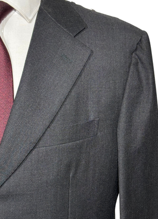 Sartoria Partenopea Mens Charcoal Textured Notch Lapel Classic Fit 3-button Wool Suit - 44R